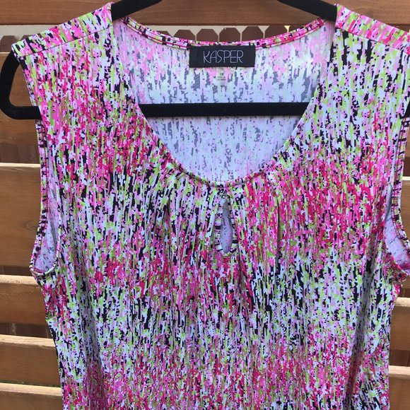 Kasper Tops - Pretty Pink Limeade Keyhole Shell - Plus Size 1X